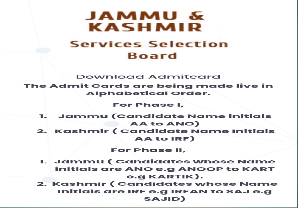 JKSSB Junior Assistant 2024 Phase II Admit Card for Type Test